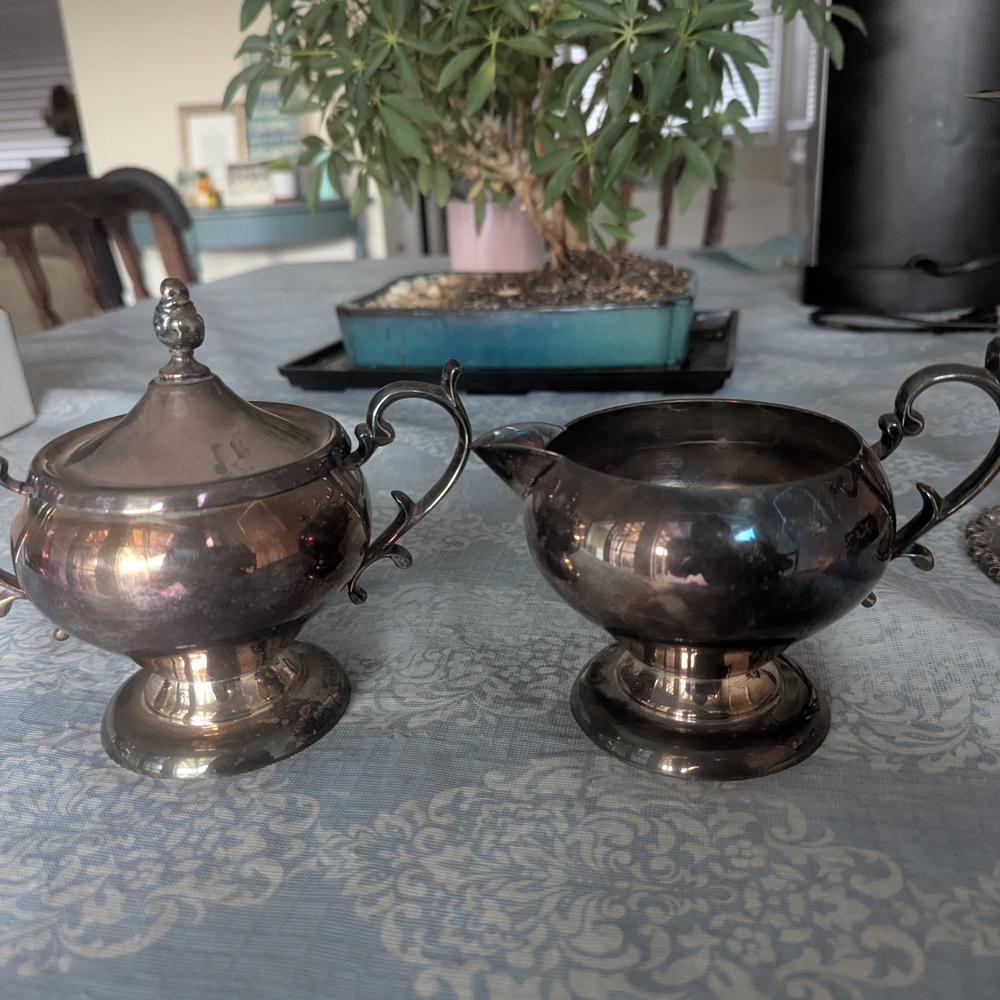 Elegant Silver Creamer and Sugar Bowl Set